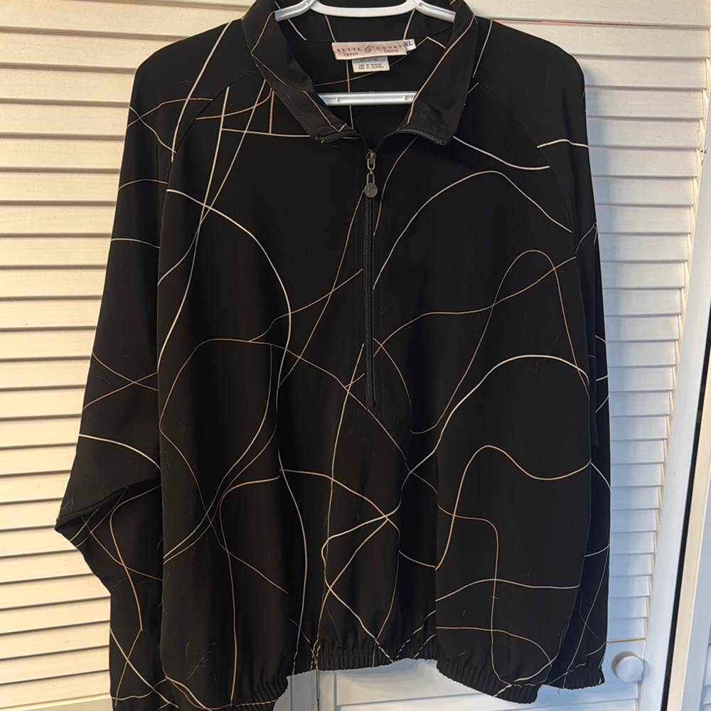 Black and White Geometric Zip-Up Jacket